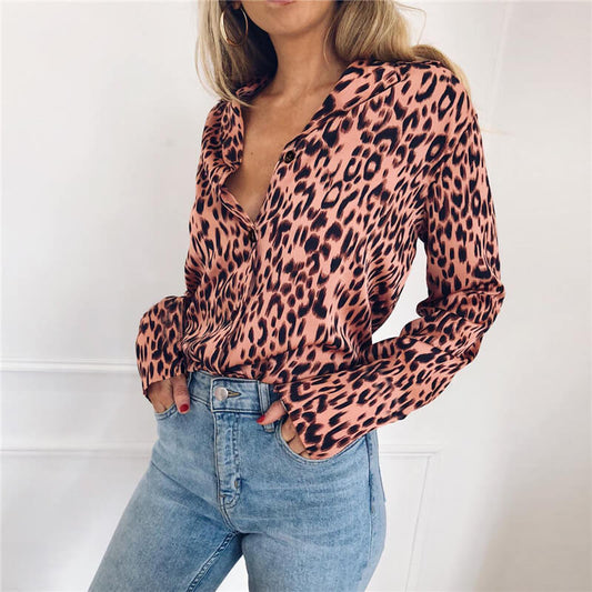 Leopard V-neck Loose Blouse