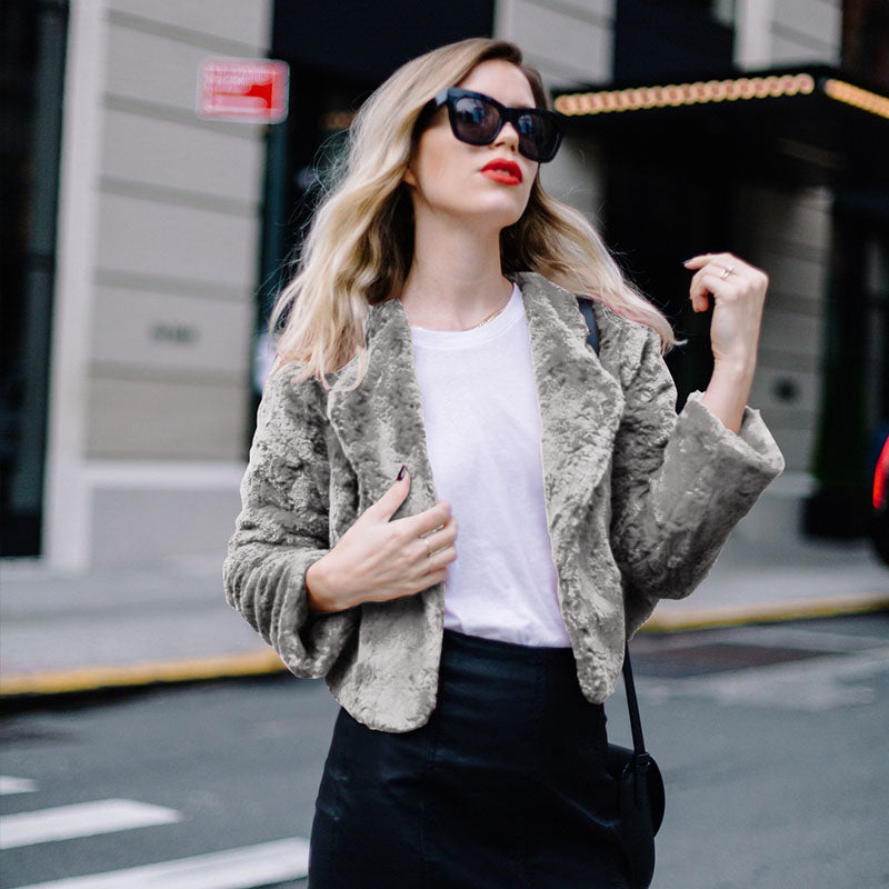 Plain Faux Fur Shearling Jacket