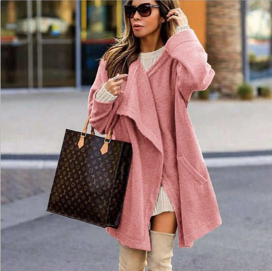 Candy Color Lapel Loose Long Open Coat