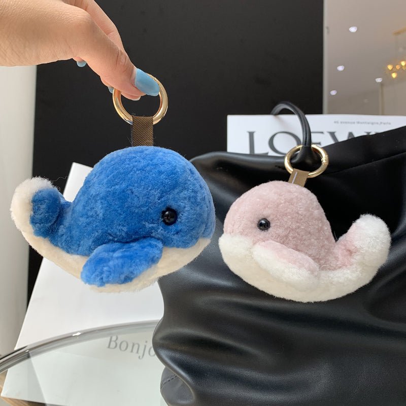 Wool Little Whale Keychain Cute Plush Toy Bookbag Accessory