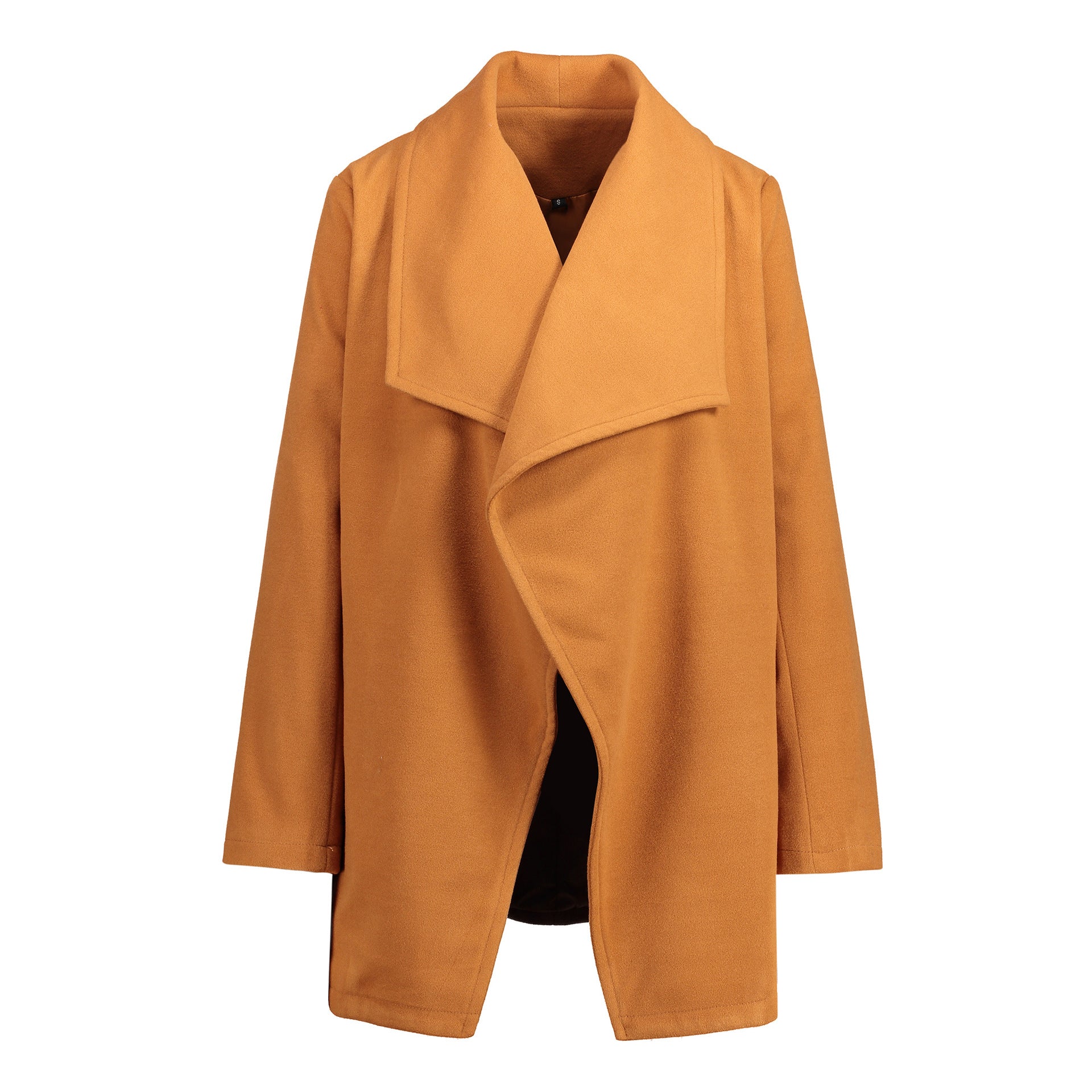 Solid Color Lapel Open Long Loose Coat