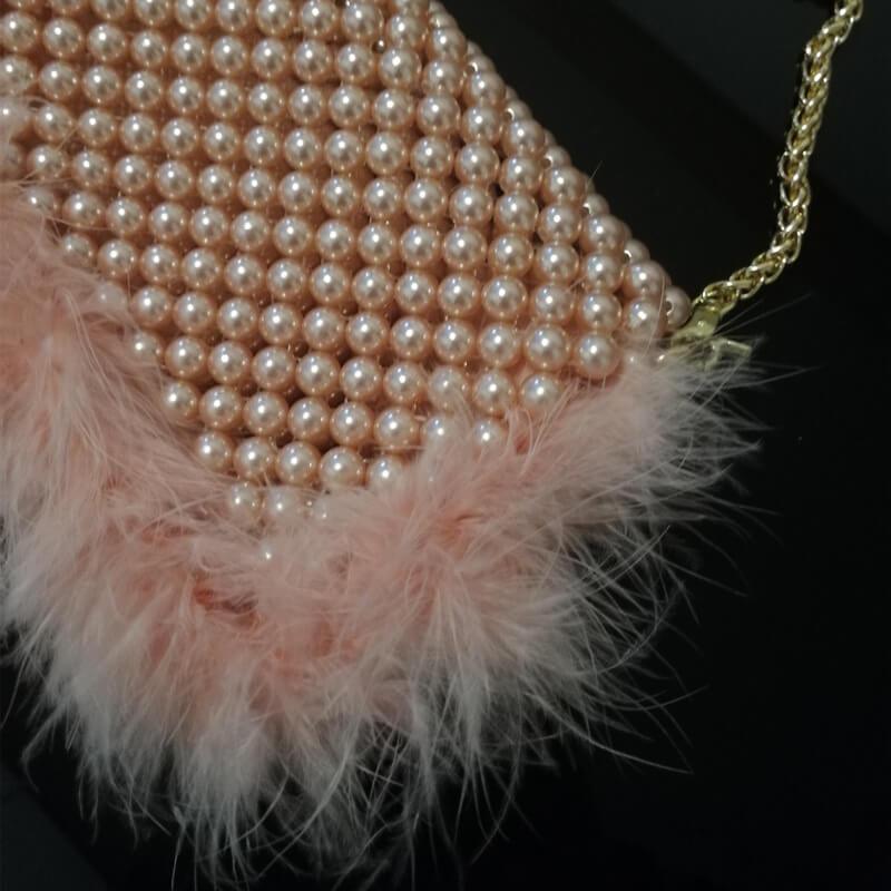 Cute Hadmade Customize Pearl Fur Crossbody Satchel Bags