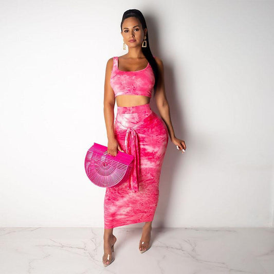 Sleeveless Crop Top Maxi Skirt Set