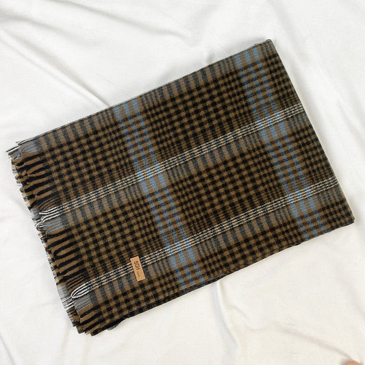 Warm Tassled Plaid Tassled Imitated Cashmere Shawl Scarf