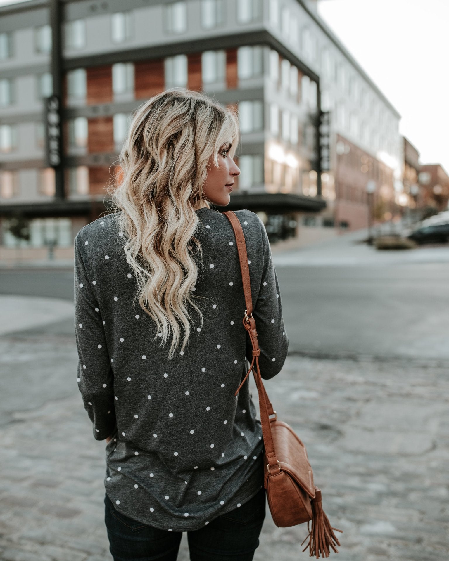 Polka Dot Print Loose Long Blouse