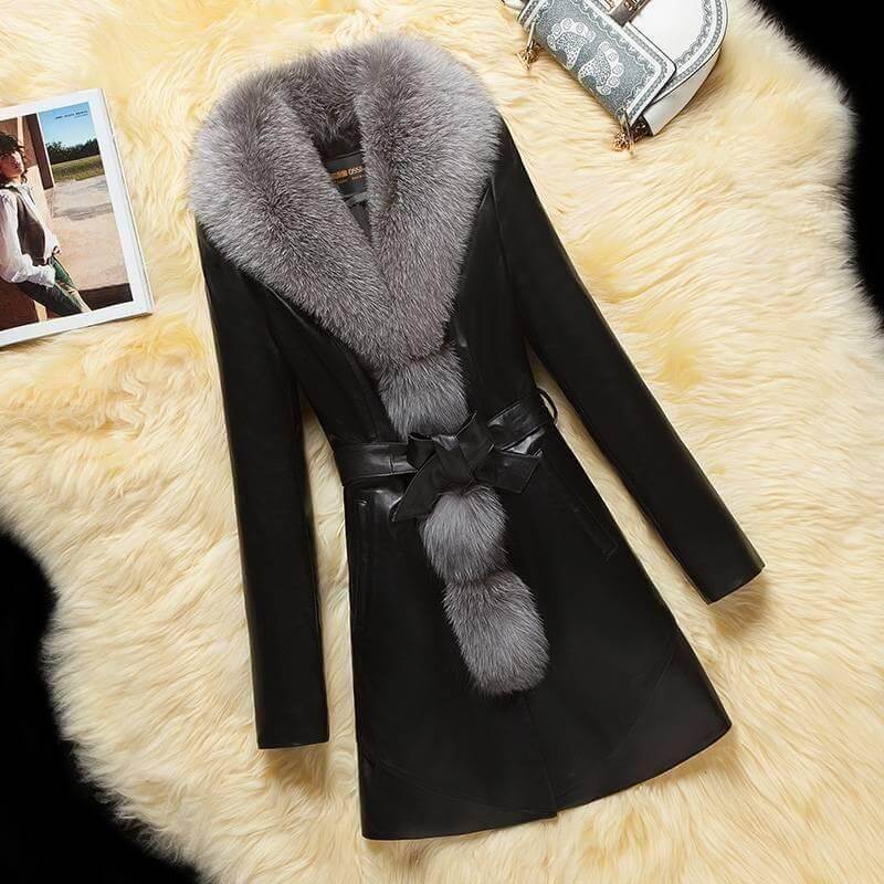 Shearling With Belt PU Coat