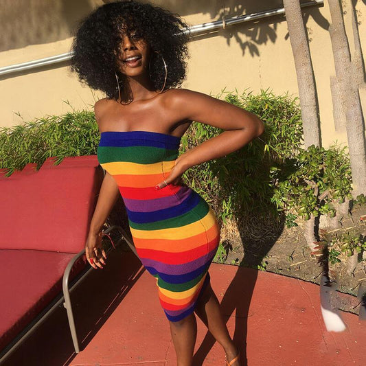 Rainbow Tube Skinny Dress