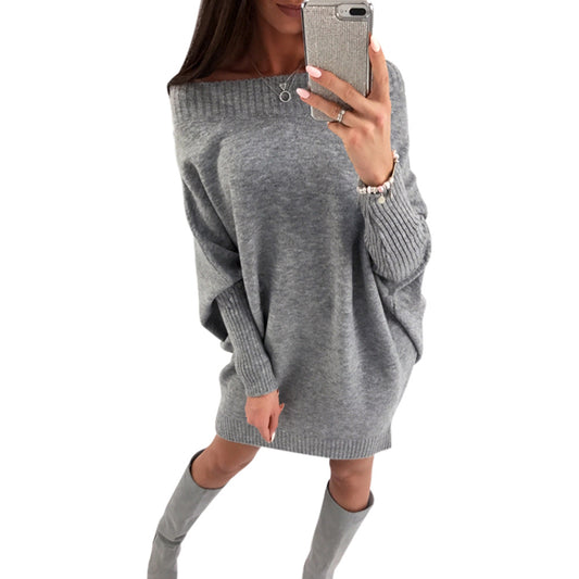 Scoop Batwing Sleeves Women Oversized Sweater