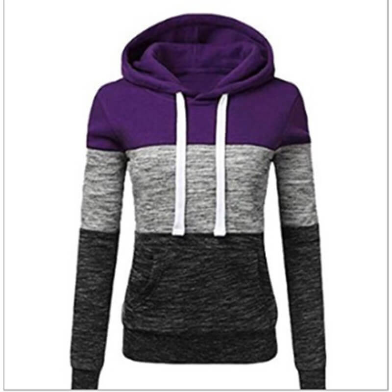 Winter Pullover Drawstring Colorblock Hoodies