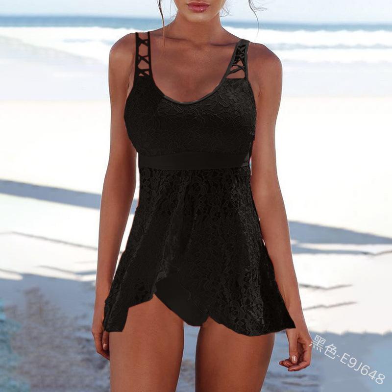 Modest Plus Size Lace High Rise Triangle Bikinis