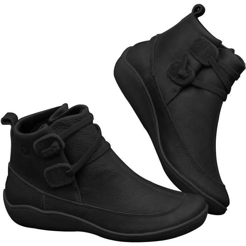 Ankle Leather Flat Casual Boots