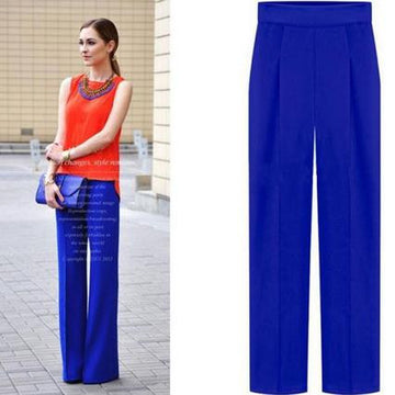 Straight Pure Color Casual Wide Legs Pants