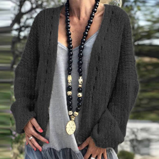 Chunky Knit Hollow Cardigan Sweater