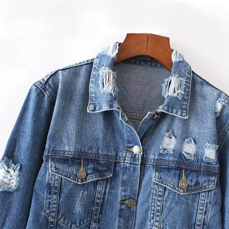 Ripped Denim Shirt Jacket