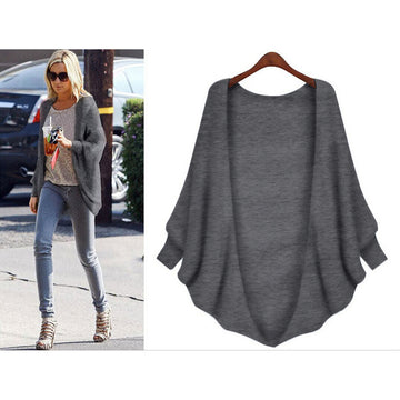 Loose Long Bat-wing Sleeves V-neck Regular Cardigan