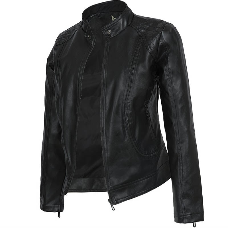 Simple Black Faux Leather Jacket