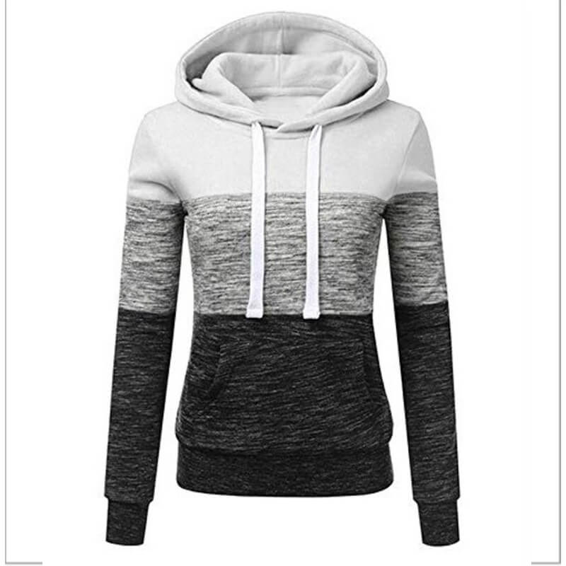 Winter Pullover Drawstring Colorblock Hoodies