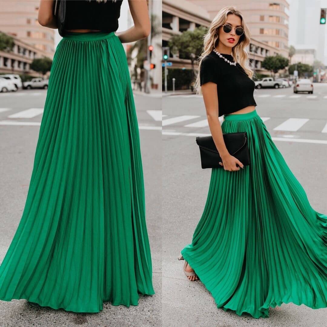 Party High Waist Pleated Maxi Dress