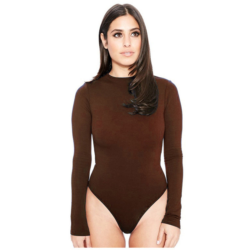 Sexy Stretch Long Sleeves O Neck Full Bodysuit