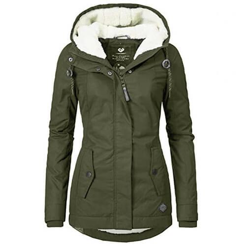 Warm Plain Hooded Padded Coat