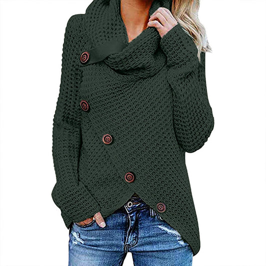 Turtleneck Button Up Wrap Sweater