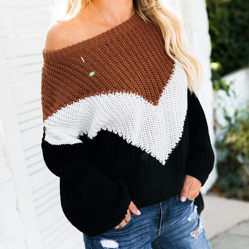 Chic Colorblock Knit Pullover Sweater