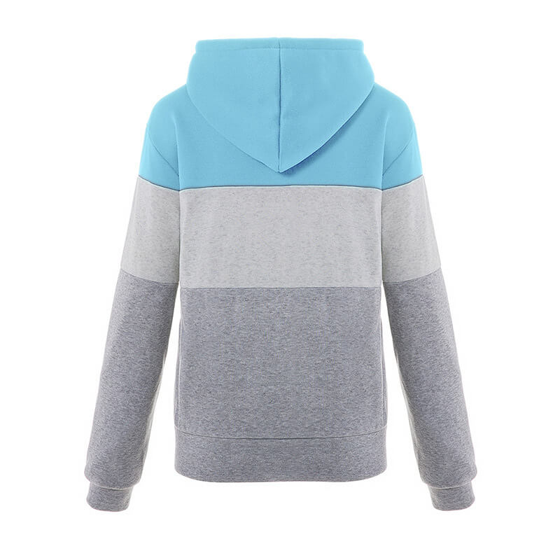 Pullover Drawstring Colorblock Zipper Hoodies