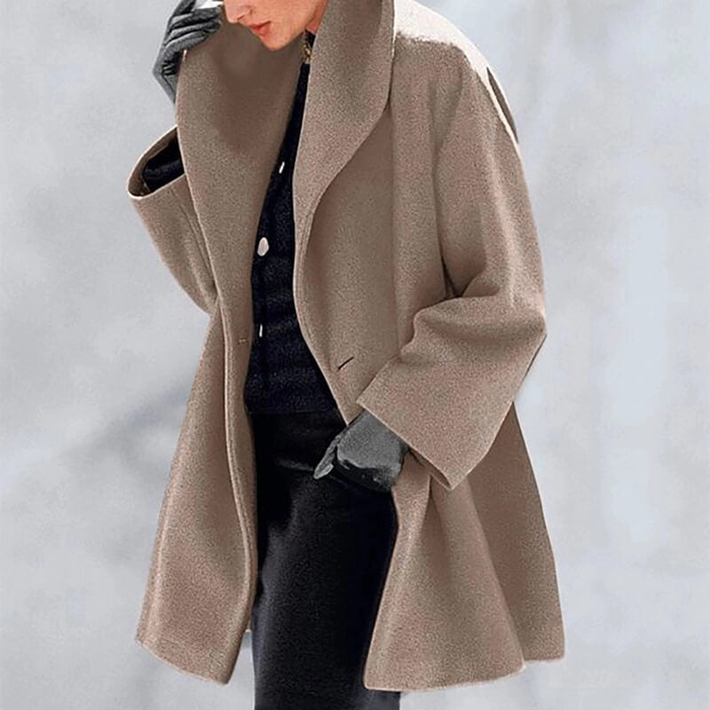 Plain One Button Wool Coat