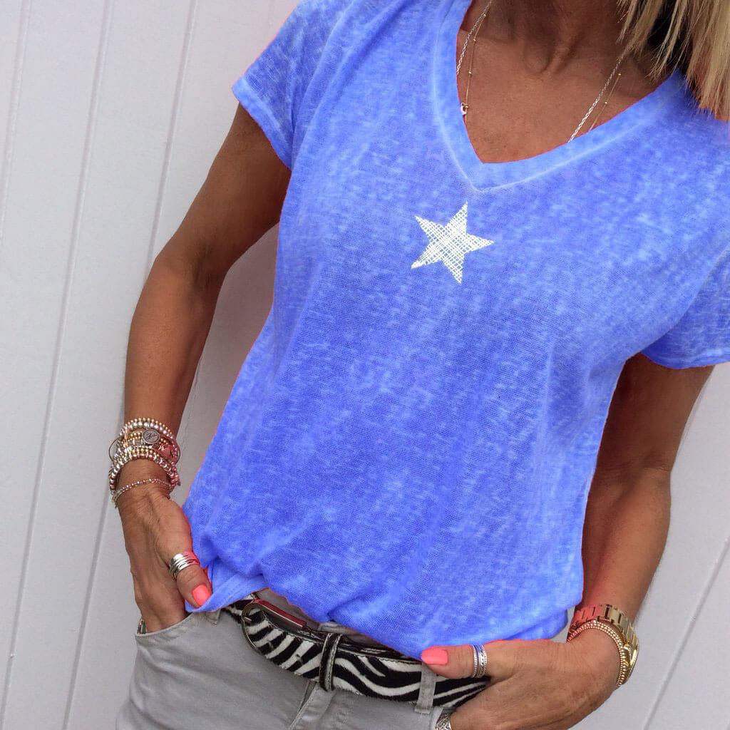 Star V-neck T-shirt