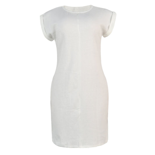 White Short Sleeve Straight Short Dress