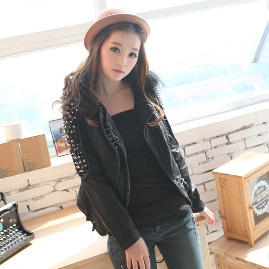 Rivet Shoulder Pad Moto Jacket