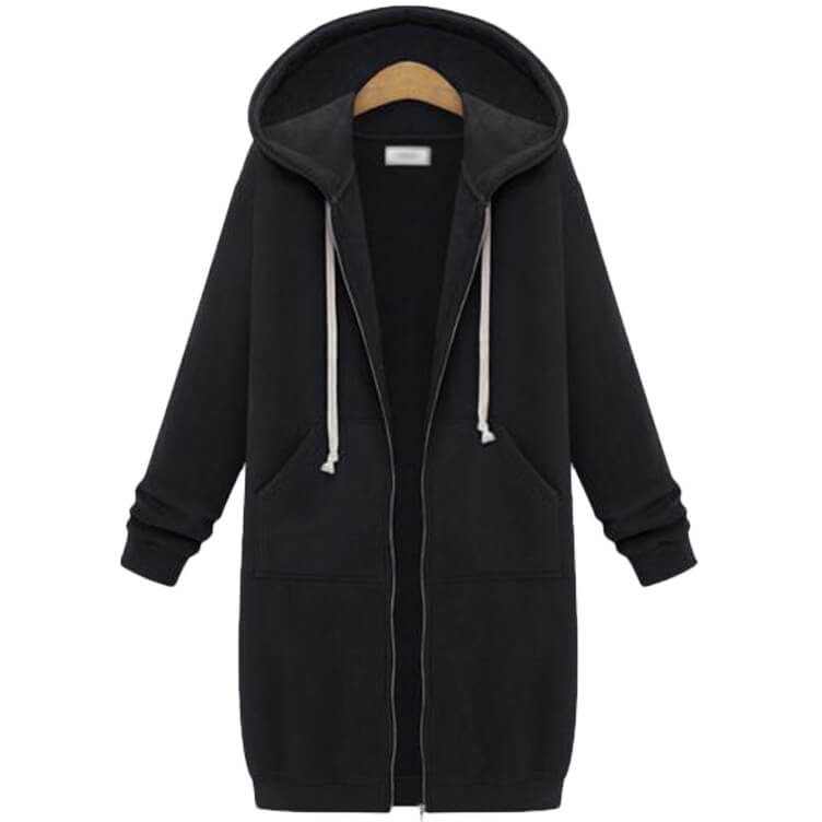 Hooded Zipper Sweatshirt Coat