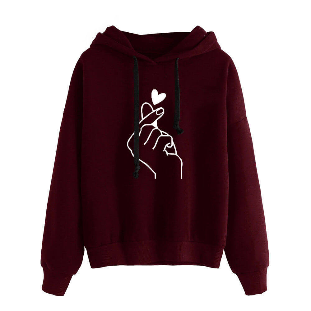 Pullover Drawstring Print Loose Hoodies