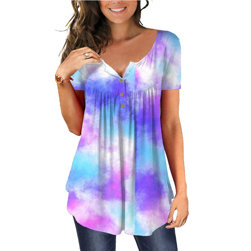 Casual Tie Dye Short Sleeve Loose T-shirts