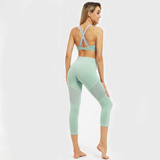 Green Tank Top High Waist Bodycon Skinny Pant Sets