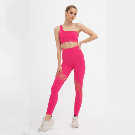 Yoga One Shoulder Tank Top High Waist Bodycon Skinny Pant Sets