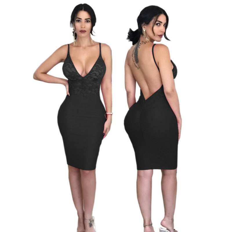 Spaghetti Strap See Through Backless Dress