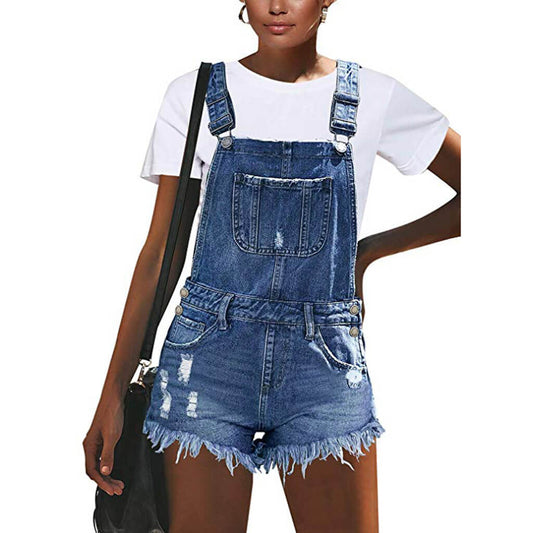 Ruffles Blue Short Denim Overalls