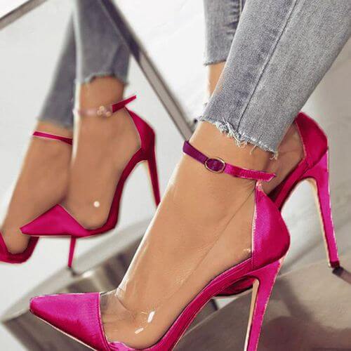 Point Toe Ankle Close Toe Straps Buckle Pumps