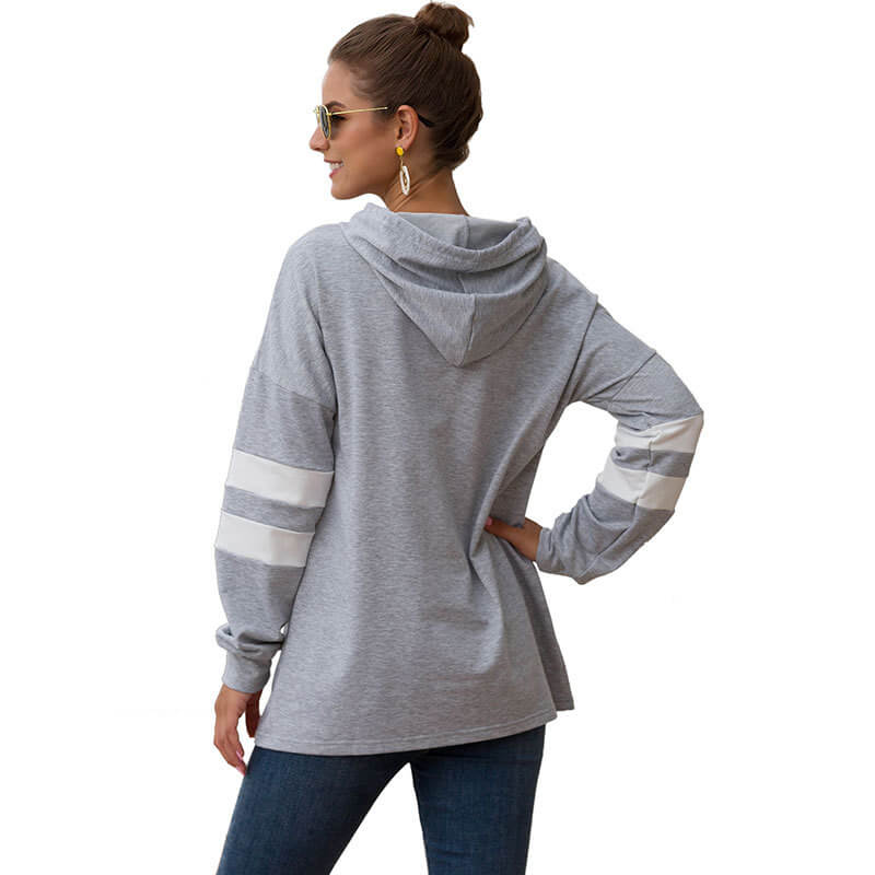 Gray Pullover Drawstring Loose Dress Hoodies