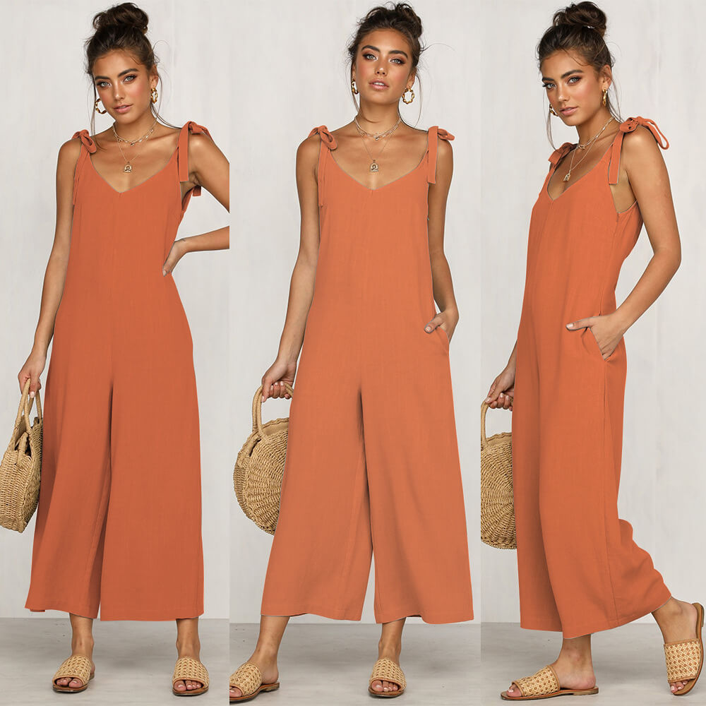 Wide Leg Loose Straps Culotte Jumpsuit