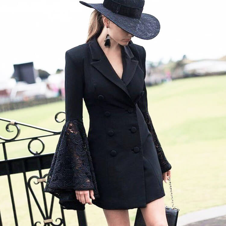 Long Bell Sleeve Blazer Dress