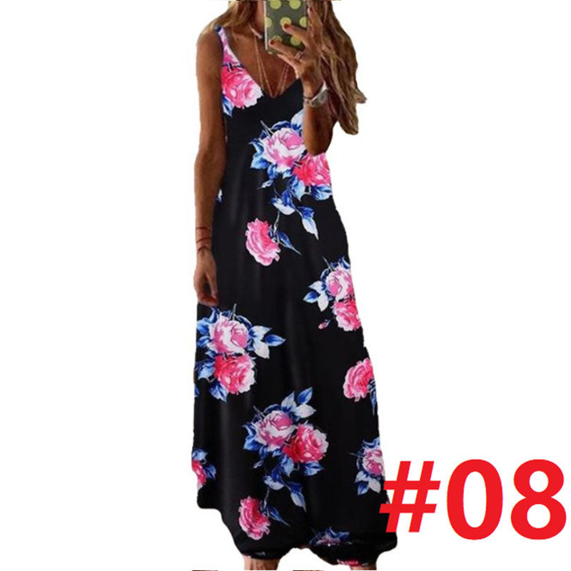 Floral Printed Ankle Length Beach Dress