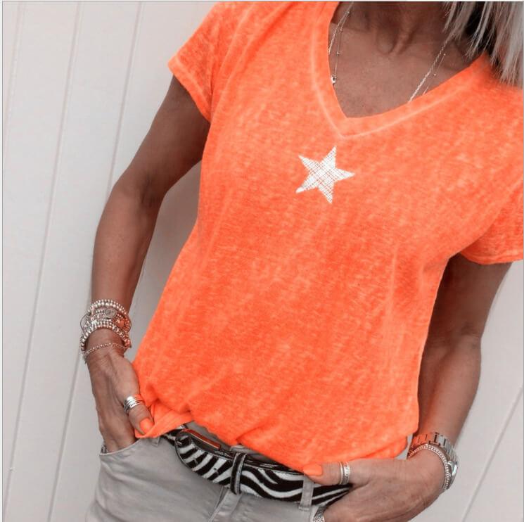 Star V-neck T-shirt