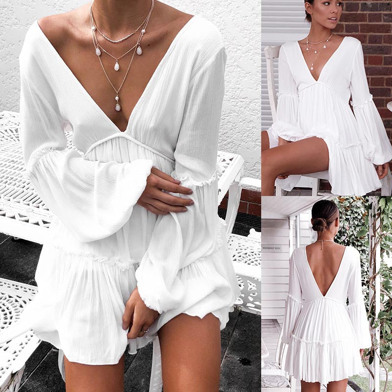 White Backless Short Dress
