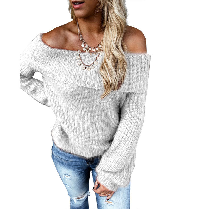 Off Shoulder Balloon Sleeve Sweater