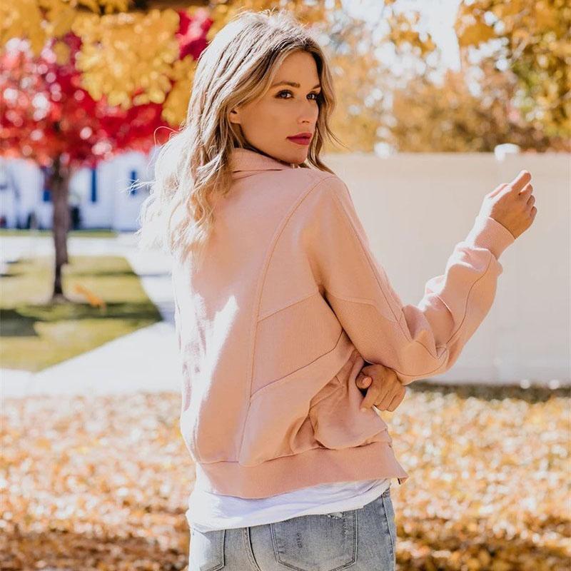 Loose Pink Zipper Jacket