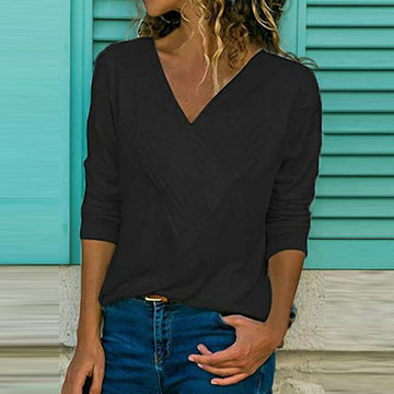 Simple V-neck Loose T-shirt