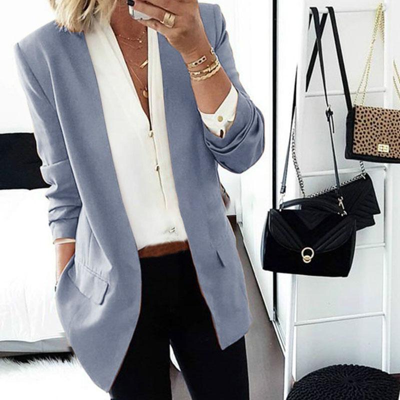 Plus Size Open Front Slim Blazer