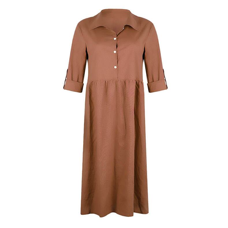 Loose Half Button Long Shirt Dress